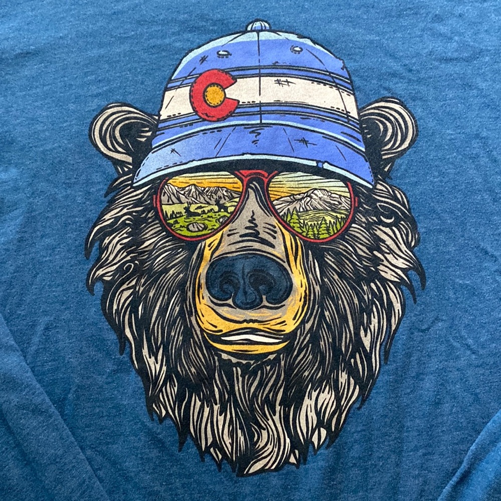 Blue Mens Long Sleeve Colorado Bear Tee